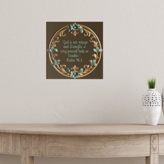 聖句をフローラで構成した茶色 ポスター