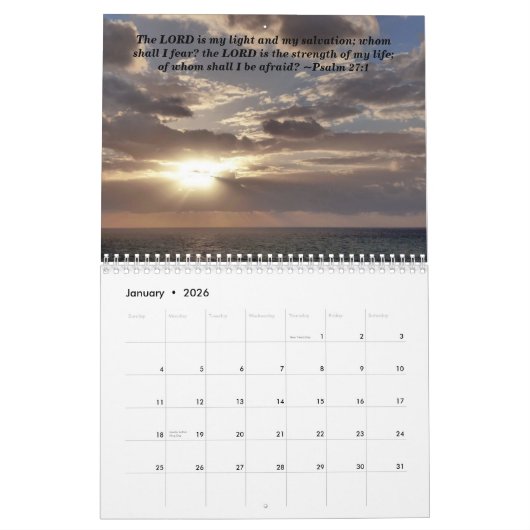 聖句聖なる書物、 経典感動的自然 カレンダー (1月 2026)