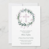 聖品初領聖体 ワインレッド 十字架 招待状 (正面)