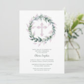 聖品初領聖体 ワインレッド 十字架 招待状 (スタンド正面)