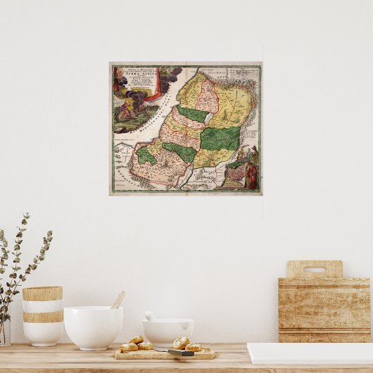 聖地とイスラエルの部族。地図ポスター ポスター (キッチン)