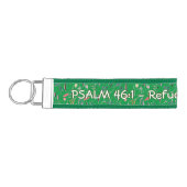 聖地の力 | 詩篇46:1 緑 | 花のカスタム リストバンドキーホルダー (鍵左)
