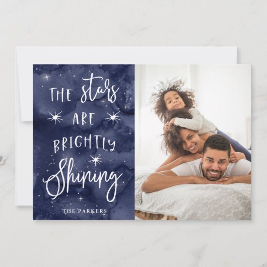聖夜に星とあなたの写真 | クリスマスカード (正面)