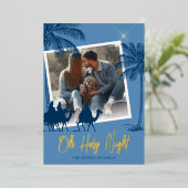 聖夜の写真クリスマス ゴールド 箔シーズンカード (立ち正面)