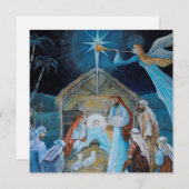 聖夜の調和:平穏なキリストの降誕図 シーズンカード (正面/裏面)