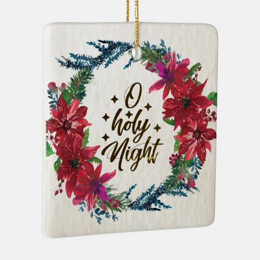 聖夜の赤いポインセチア　パーソナライズされたクリスマス セラミックオーナメント (右)