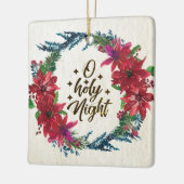 聖夜の赤いポインセチア パーソナライズされたクリスマス セラミックオーナメント (左)