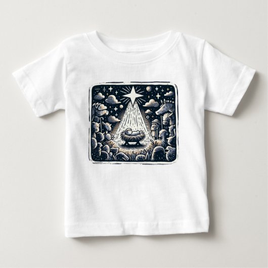 聖夜の降誕:コントラストアート ベビーTシャツ (正面)
