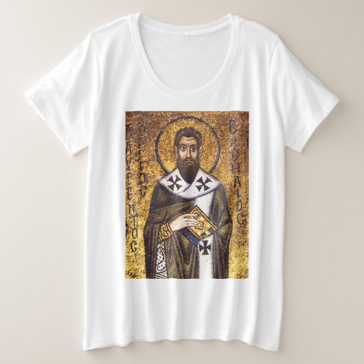 聖大バシレイオスのモザイク プラスサイズTシャツ (デザイン正面)
