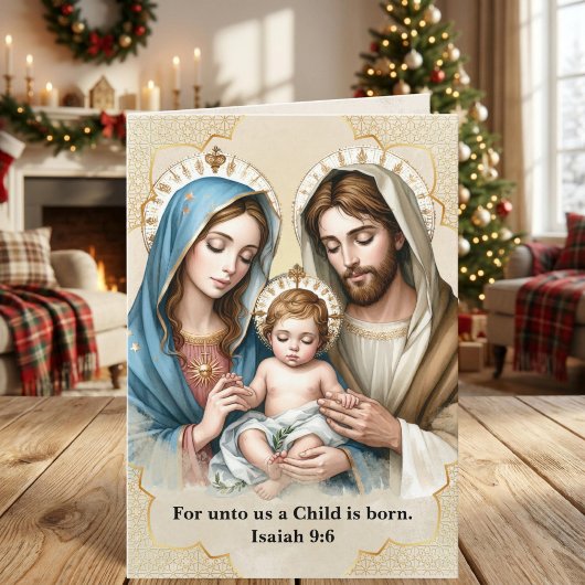 聖家族のキリスト降誕バイブル・クリスマス折りたたみカード シーズンカード
