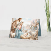 聖家族の絵のキリストの生誕シーン シーズンカード (正面)