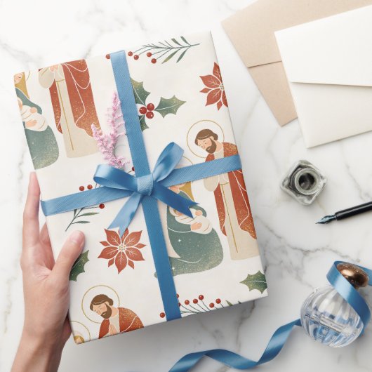 聖家族の降誕の伝統的なクリスマス TMF26 ラッピングペーパー (ギフト)
