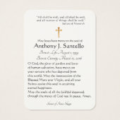 聖家族カトリック葬儀記念聖札 –  (裏面)