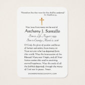 聖家族カトリック葬儀記念聖札 –  (裏面)