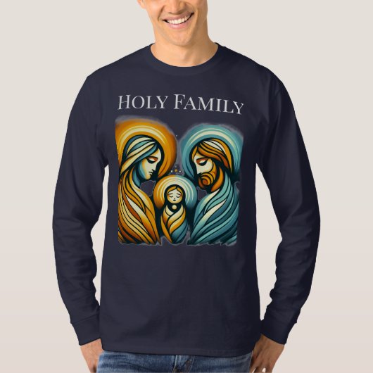 聖家族 長袖シャツ | クリスマスのテーマ Tシャツ (正面)