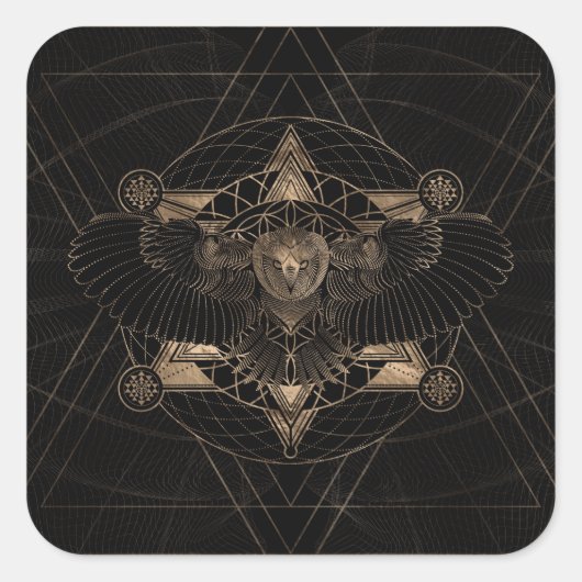 聖幾何学の構成におけるフクロウ スクエアシール (正面)