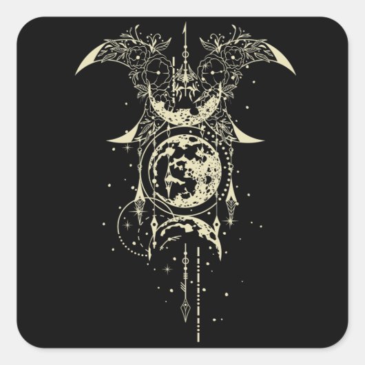 聖幾何学の神秘的な月 スクエアシール (正面)