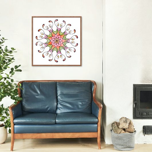 聖幾何学フラワーマンダラアダルトカラーリング ポスター