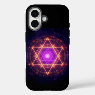 聖幾何学マンダラ – 宇宙の中の光 iPhone 16ケース