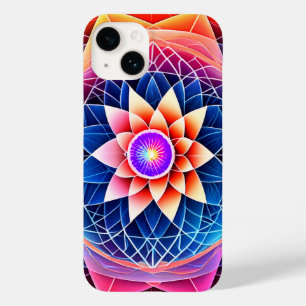 聖幾何学レインボーマンダラネオンロータスフラワー Case-Mate iPhone 14ケース