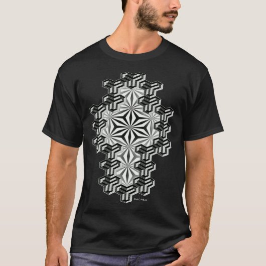聖幾何学HEXAGON DOTWORKマンダラクラスタ Tシャツ (正面)