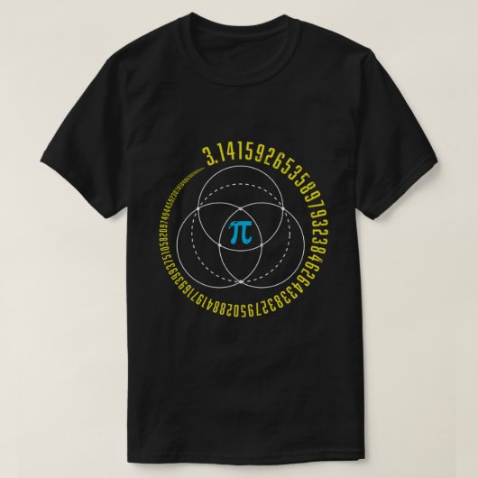 聖幾何学Piベン図数学STEM 314 Pi D Tシャツ (デザイン正面)