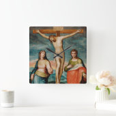 聖徒と十字架につけられたキリスト スクエア壁時計 (ホーム)