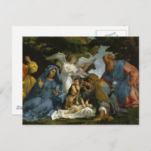 聖徒と天使たちのいる聖なる家庭 ポストカード (正面/裏面)