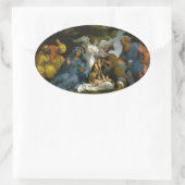 聖徒と天使たちのいる聖なる家庭 楕円形シール (バッグ)