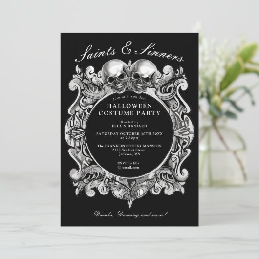聖徒と罪人ゴシック体の成人ハローウィンパーティ 招待状 (スタンド正面)