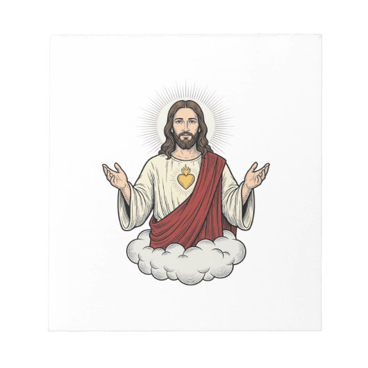 聖心のヴィンテージ彫刻デザイン_1 ノートパッド (正面)