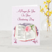 聖書とバラの祈りの言葉はあなたの《キリスト教》洗礼式や命名式日 カード (黄色い花)