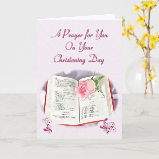 聖書とバラの祈りの言葉はあなたの《キリスト教》洗礼式や命名式日 カード (黄色い花)