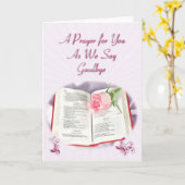 聖書とバラの祈りの言葉は私たちが別れを言う カード (黄色い花)