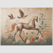 聖書と優雅な花の馬 デコパージュ 薄葉紙 (正面)