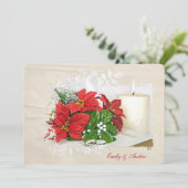 聖書に指輪を置いたクリスマスホリデーウェディング 招待状 (スタンド正面)