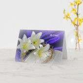 聖書に添えられたイースターリリー カード (黄色い花)