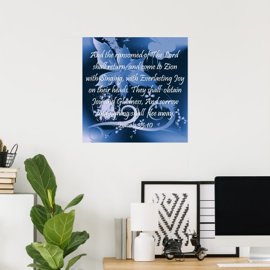 聖書のイザヤ書35:10のキリスト教のポスター ポスター (ホームオフィス)