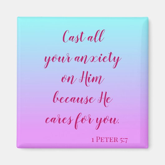 聖書のインスピレーションは全ての不安を投げグラデーション出す マグネット (正面)