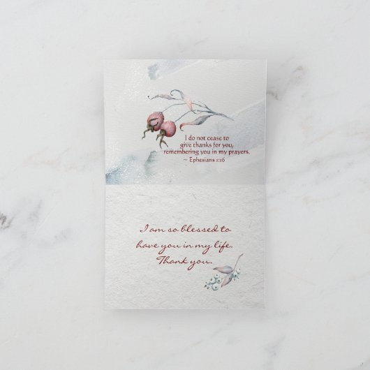 聖書のエペソ与え人の福音書1:16よ感謝してい。 サンキューカード (内部)