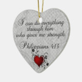 聖書のキリスト教の詩のPhilippiansの4:13 セラミックオーナメント (左)
