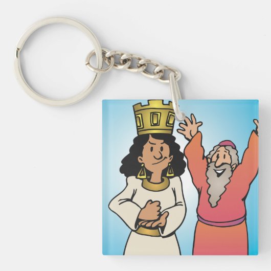 聖書のクイーンと預言者の信仰に基づくキャラクター キーホルダー (正面)