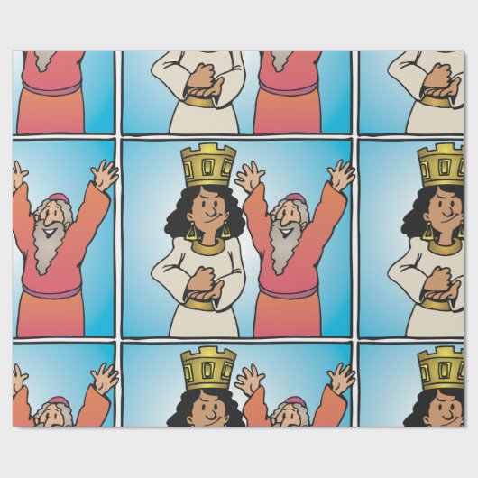 聖書のクイーンと預言者の信仰に基づくキャラクター ラッピングペーパー (フラット)