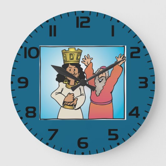 聖書のクイーンと預言者の信仰に基づくキャラクター ラージ壁時計 (正面)