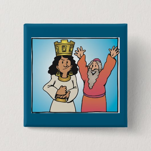 聖書のクイーンと預言者の信仰に基づくキャラクター 缶バッジ (正面)