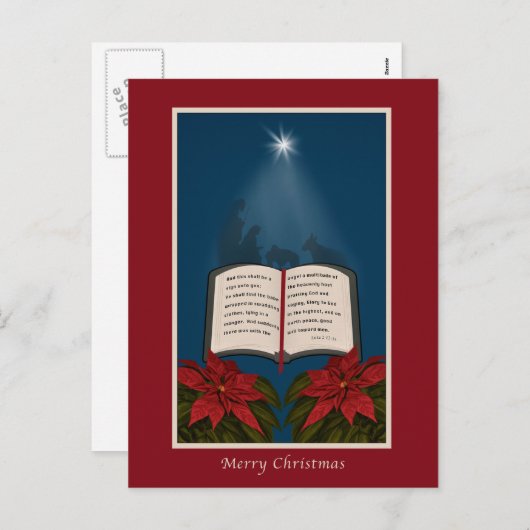 聖書のクリスマスメッセージを開けて下さい シーズンポストカード (正面/裏面)