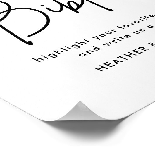 聖書のゲストブックの結婚サインを下さい ポスター (角)