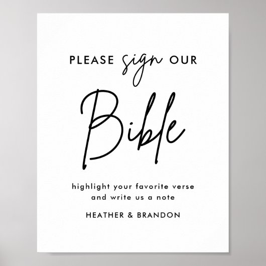 聖書のゲストブックの結婚サインを下さい ポスター (正面)
