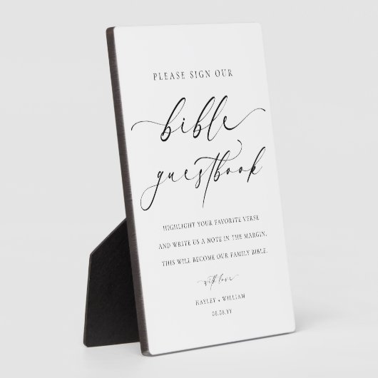 聖書のゲストブック結婚に署名する フォトプラーク (側面)