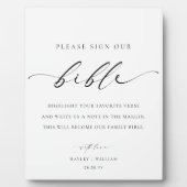 聖書のゲスト結婚ブックに署名 フォトプラーク (正面)